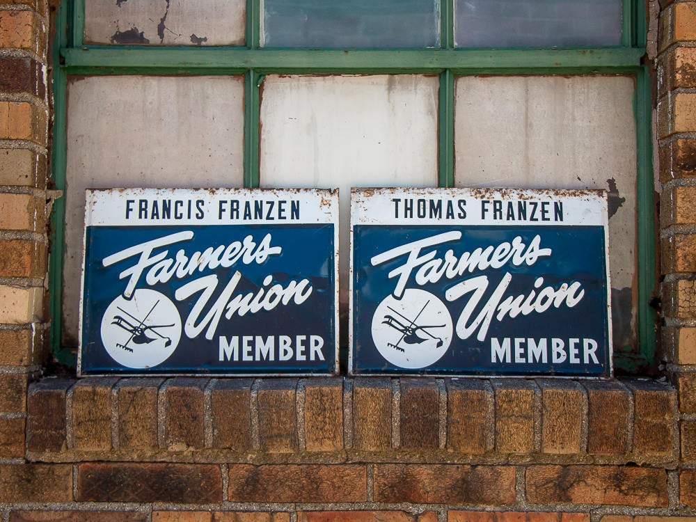 Farmer's Union Sign Vintage Blue Tin Farming Sign - Eagle's Eye Finds