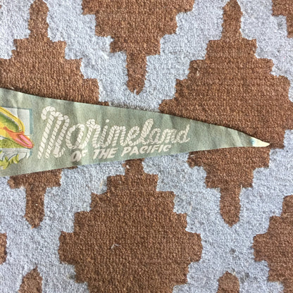 Marine Land Grey Felt Pennant Vintage Nautical Wall Decor - Eagle's Eye Finds