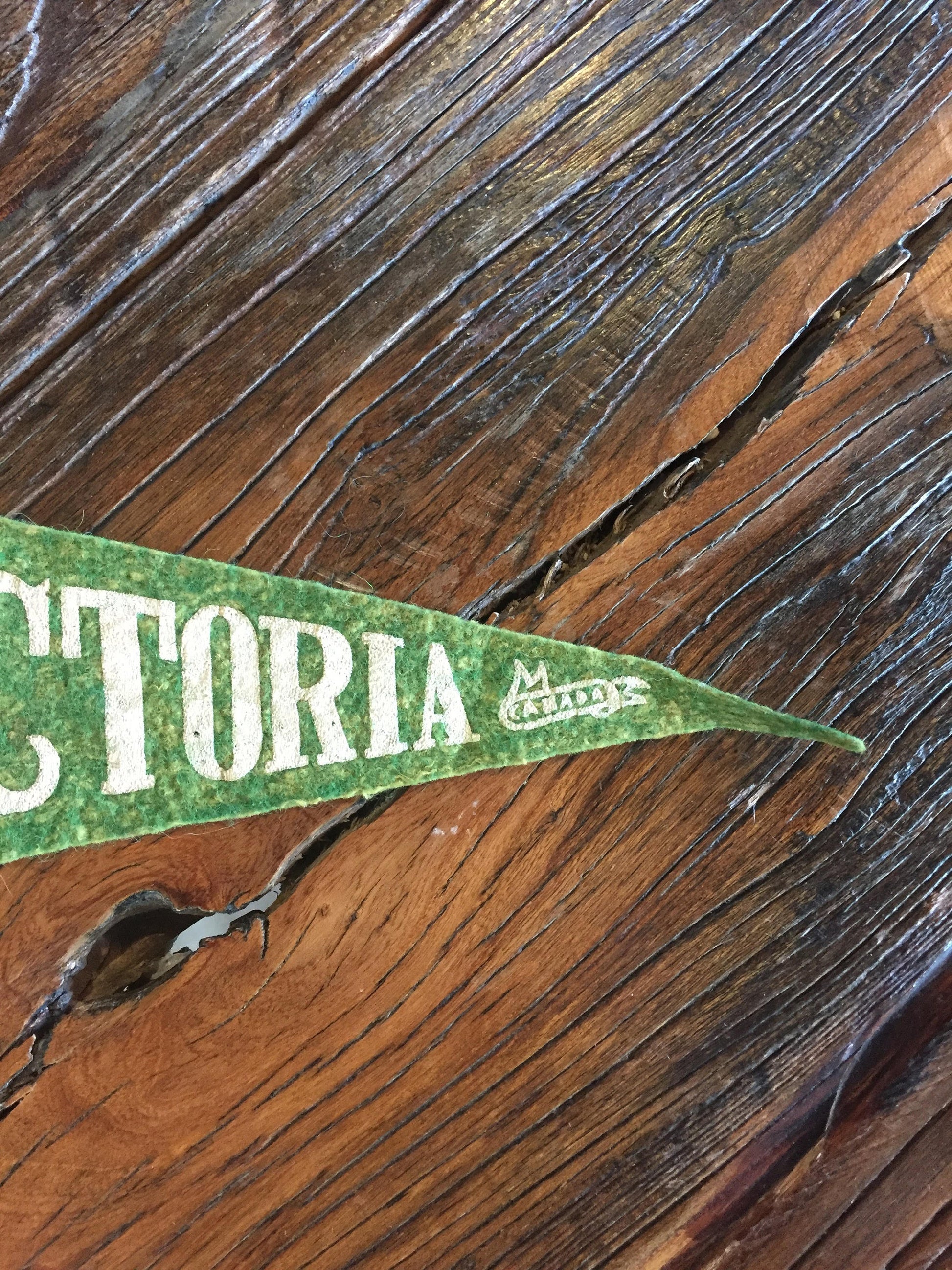 Victoria Canada Mini Green Felt Pennant Vintage Wall Art Decor - Eagle's Eye Finds