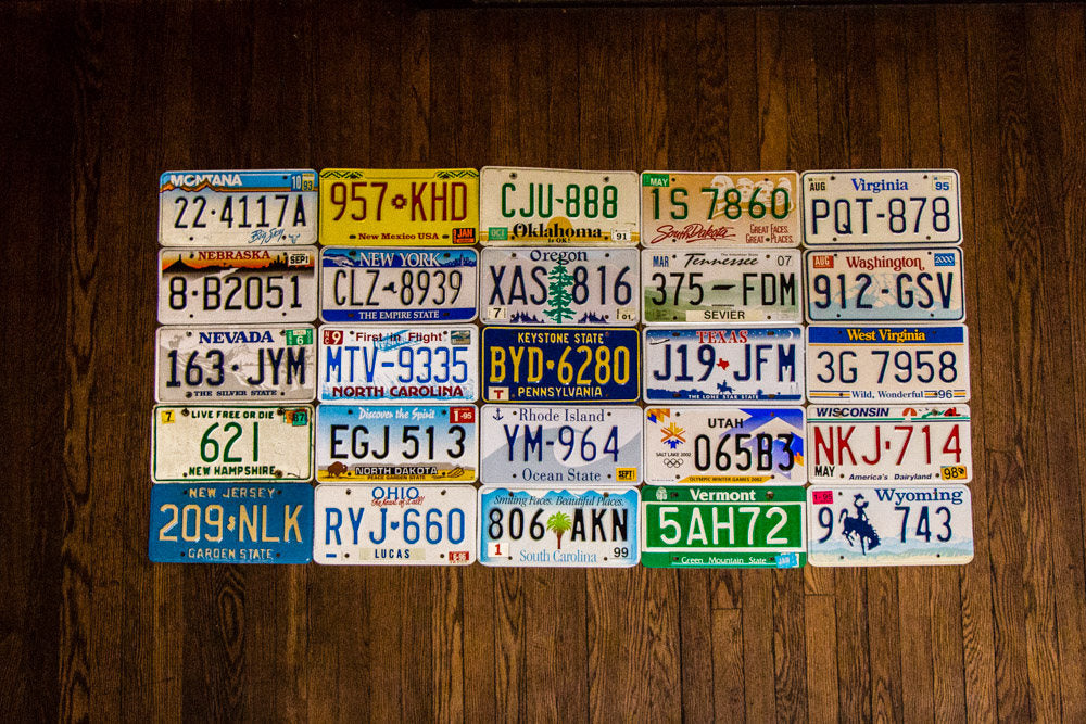Fifty 50 State License Plate Run Unique Vintage Wall Decor