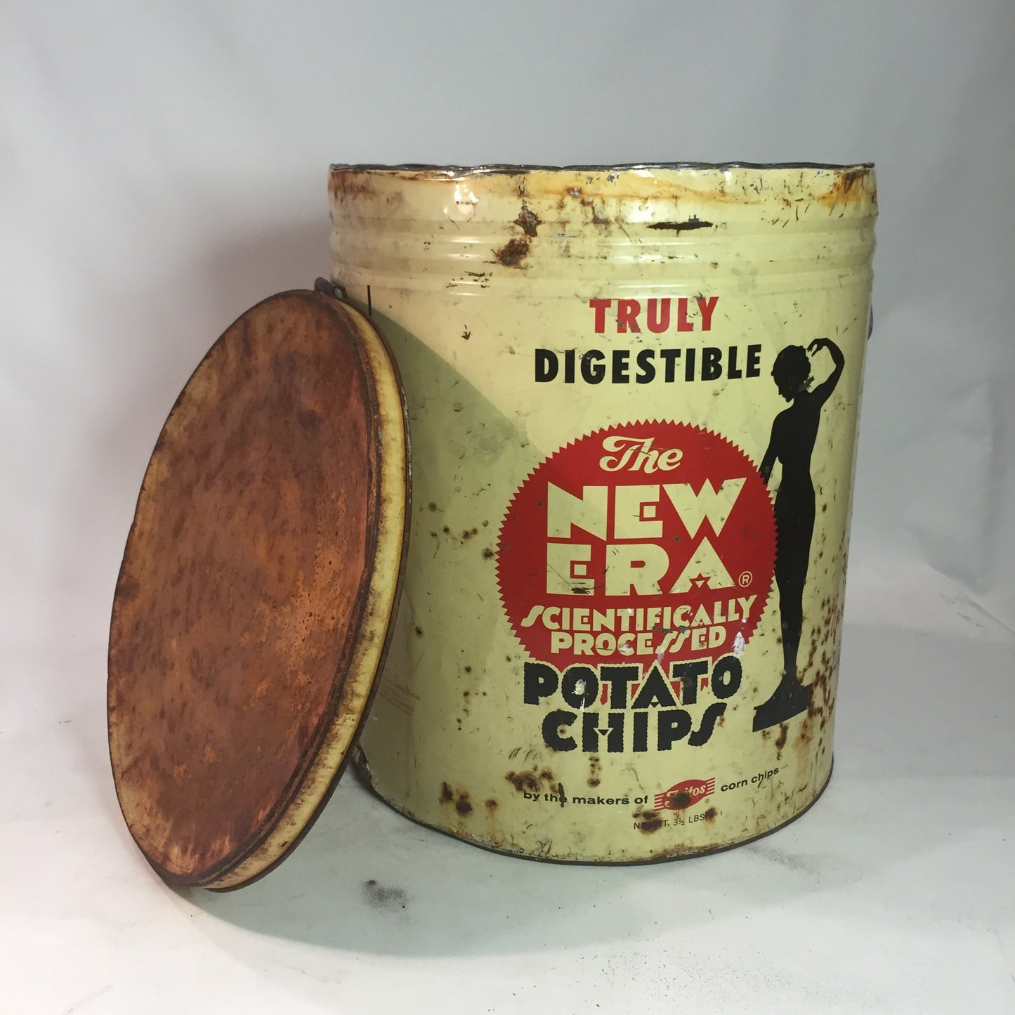 New Era Potato Chip Tin Vintage Advertising Display - Eagle's Eye Finds