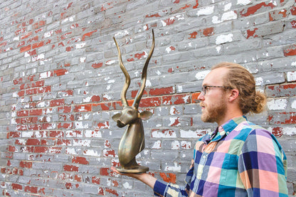 Brass Impala Head Bust Vintage Large Brass Antelope Animal Decor - Eagle's Eye Finds