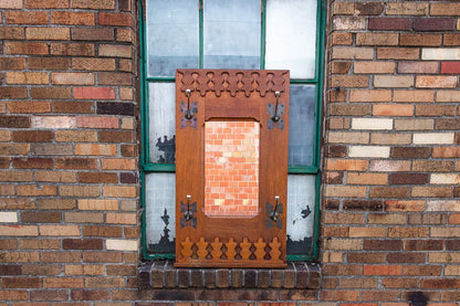 Oak Hall Mirror Hat Rack 1920's Vintage Wood Entryway Furniture - Eagle's Eye Finds