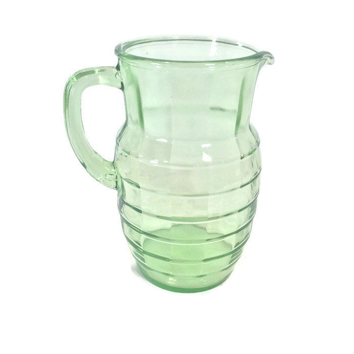 Green Block Optic Pitcher Depression Glass - Eagle's Eye Finds