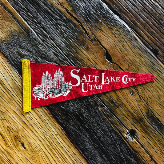 Salt Lake City Utah Red Felt Pennant Vintage Wall Decor - Eagle's Eye Finds