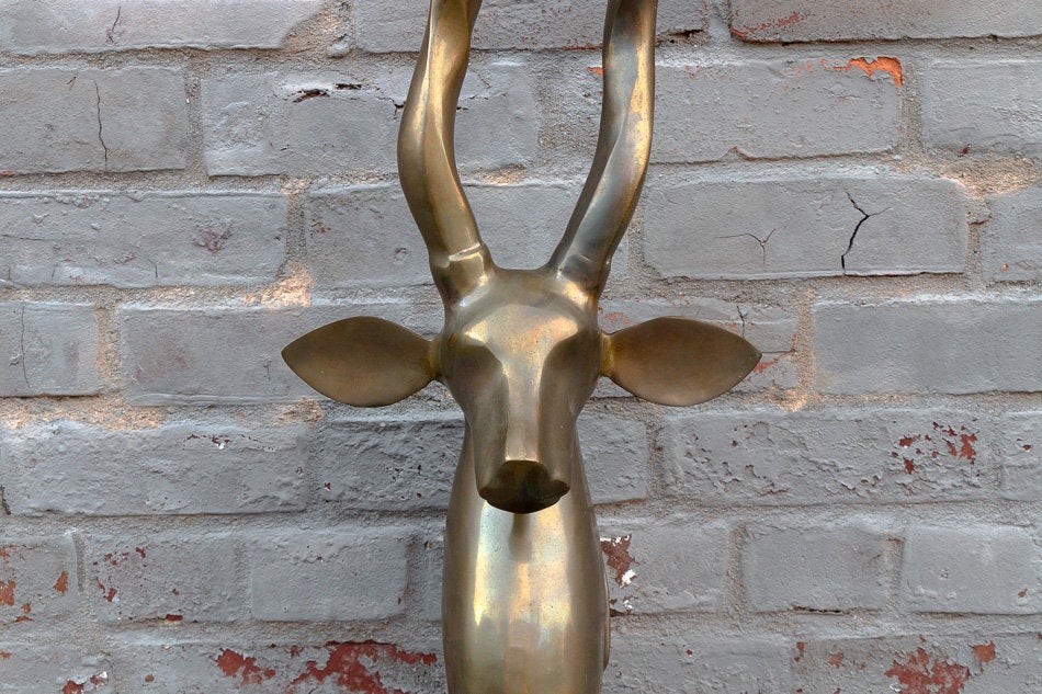 Brass Impala Head Bust Vintage Large Brass Antelope Animal Decor - Eagle's Eye Finds