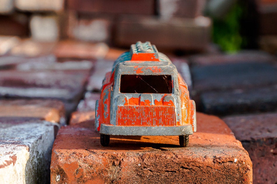 Vintage Hubley Toy Fuel Tanker Truck Orange and Green - Eagle's Eye Finds