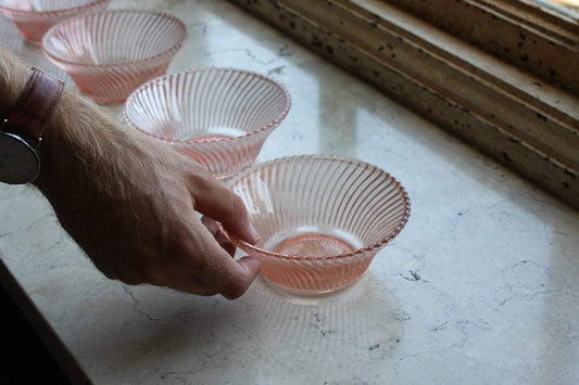 Pink Diana Bowls Depression Glass Vintage - Eagle's Eye Finds