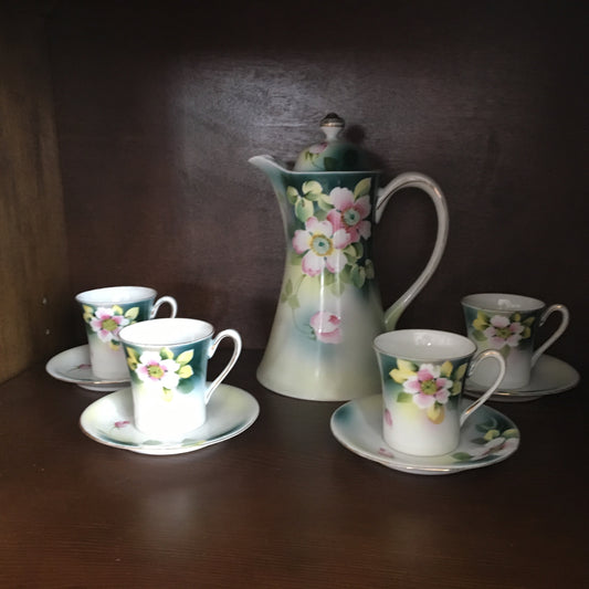 Nippon Hot Chocolate Set Floral Porcelain China - Eagle's Eye Finds