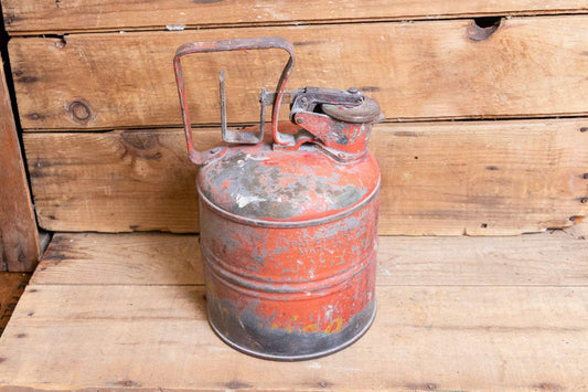 Justrite Mfg Gas Can with Safety Spout Vintage Gas and Oil Underwriter's Laboratories - Eagle's Eye Finds