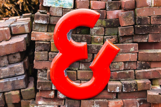 Red Ampersand  Porcelain Vintage Wall Hanging Decor And Sign - Eagle's Eye Finds