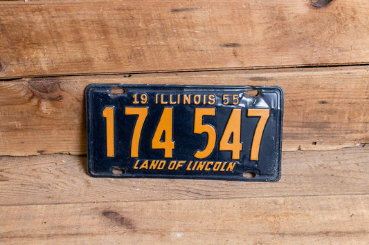 Illinois 1955 Land of Lincoln License Plate Vintage Wall Hanging Decor - Eagle's Eye Finds