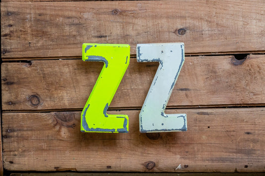 Metal Letter Z Service Station Sign Vintage Chippy Wall Decor Initial ZZ Vintage Chippy Marquee - Eagle's Eye Finds