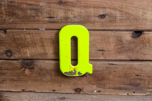 Metal Letter Q Service Station Sign Vintage Chippy Wall Decor Initial Vintage Chippy Marquee - Eagle's Eye Finds