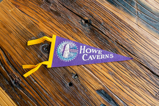 Howe Caverns Purple Felt Pennant Vintage Caving Decor - Eagle's Eye Finds