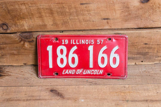 Illinois 1957 Land of Lincoln License Plate Vintage Wall Hanging Decor - Eagle's Eye Finds