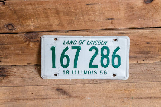 Illinois 1956 Land of Lincoln License Plate Vintage Wall Hanging Decor - Eagle's Eye Finds