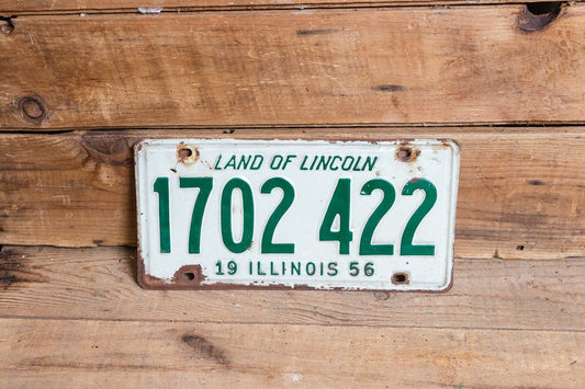 Illinois 1956 Land of Lincoln License Plate Vintage Wall Hanging Decor - Eagle's Eye Finds