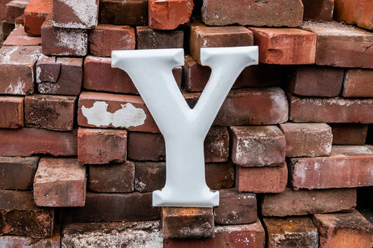 White Letter Y Porcelain Vintage Wall Hanging Decor Initials Name Letter - Eagle's Eye Finds