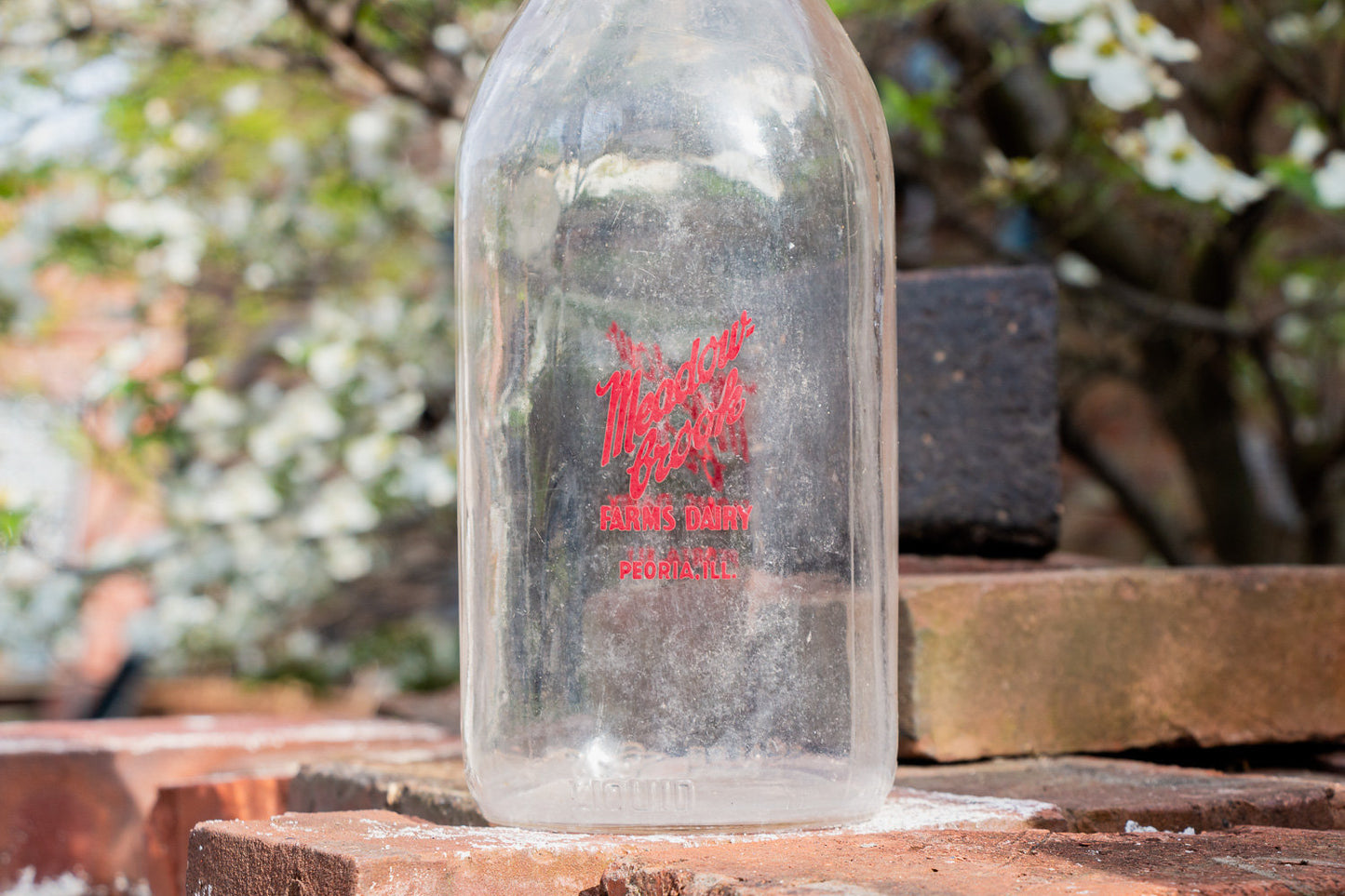 Meadow Brook Farms Dairy Vintage Embossed Glass Half Gallon Milk Bottle From Peoria IL - Eagle's Eye Finds