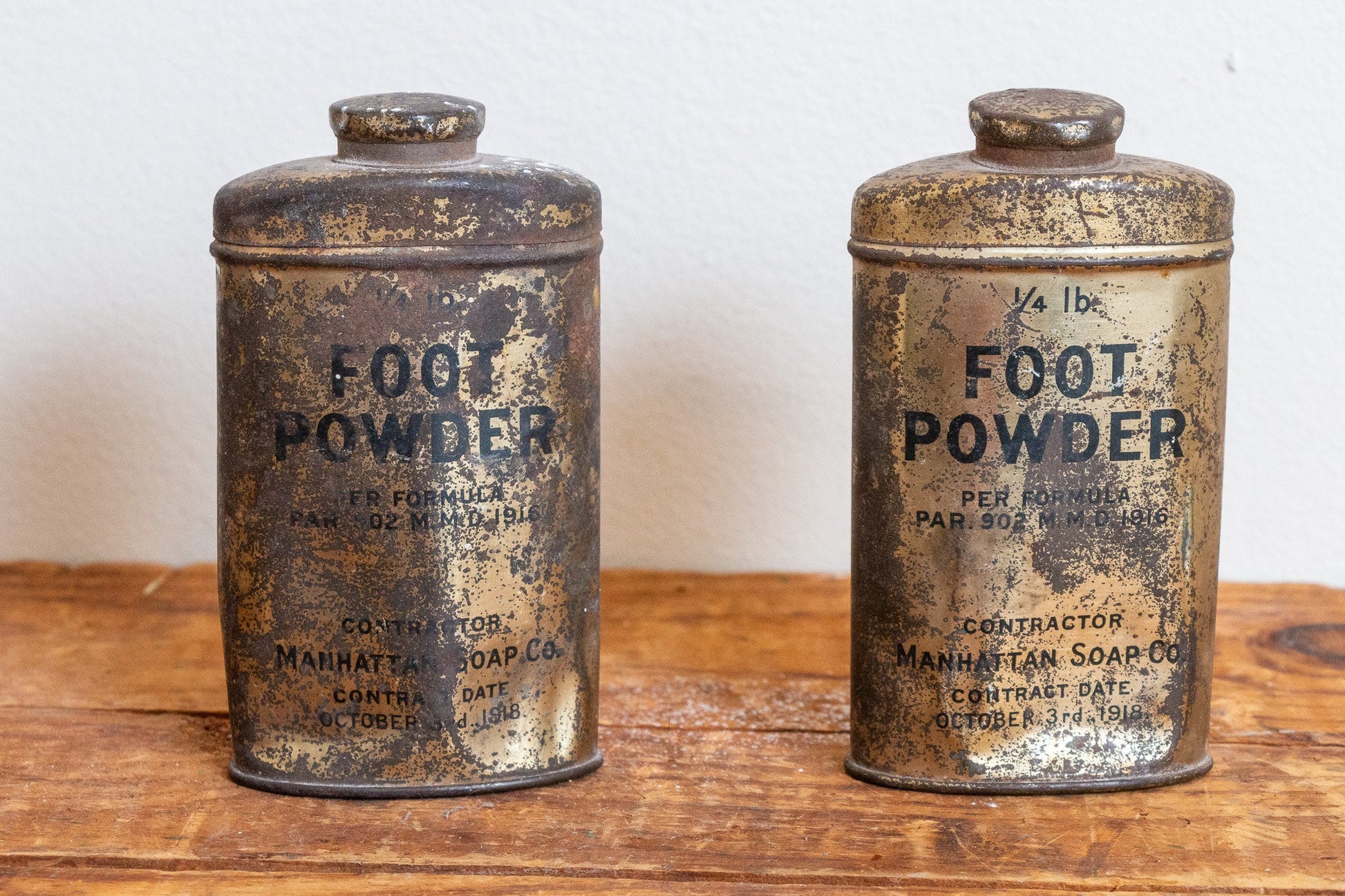 WWI US Army Foot Powder Manhattan Soap Co. Vintage Bathroom Military Decor - Eagle's Eye Finds