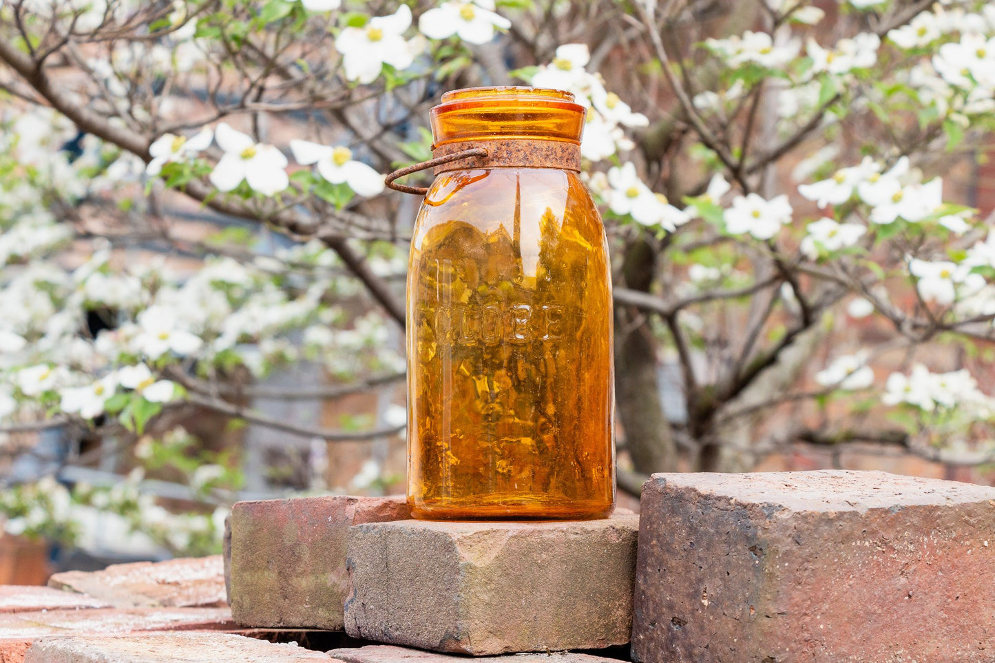 Amber Globe Canning Jars Antique Farmhouse Decor - Eagle's Eye Finds