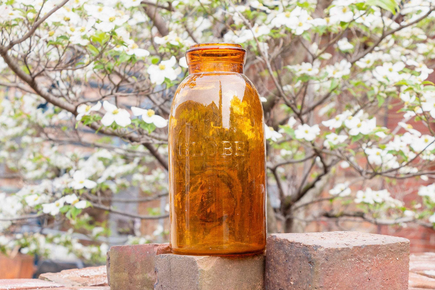 Amber Globe Canning Jars Antique Farmhouse Decor - Eagle's Eye Finds