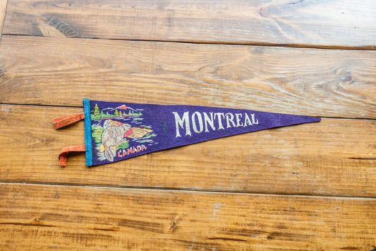 Montreal Quebec Canada Vintage Blue Felt Pennant - Eagle's Eye Finds