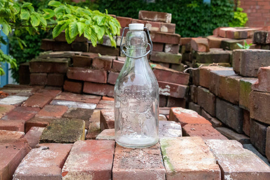 Thatcher's Dairy Milk Bottle Vintage Glass Milk Bottle with Wire Bail - Eagle's Eye Finds