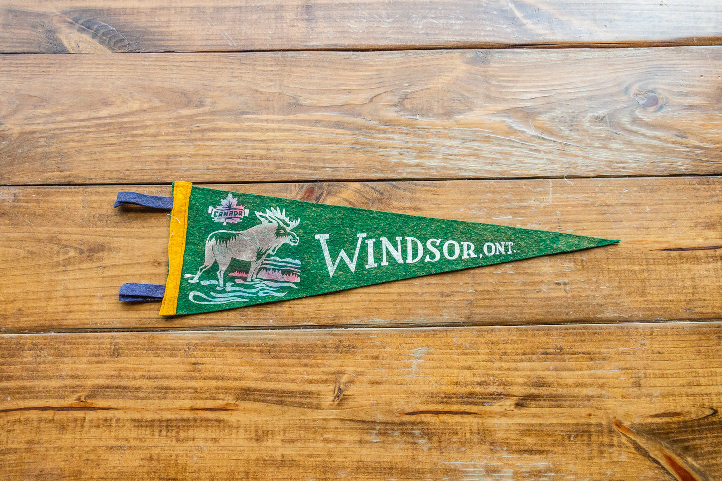 Windsor Ontario Canada Green Felt Pennant Vintage Moose Wall Decor - Eagle's Eye Finds