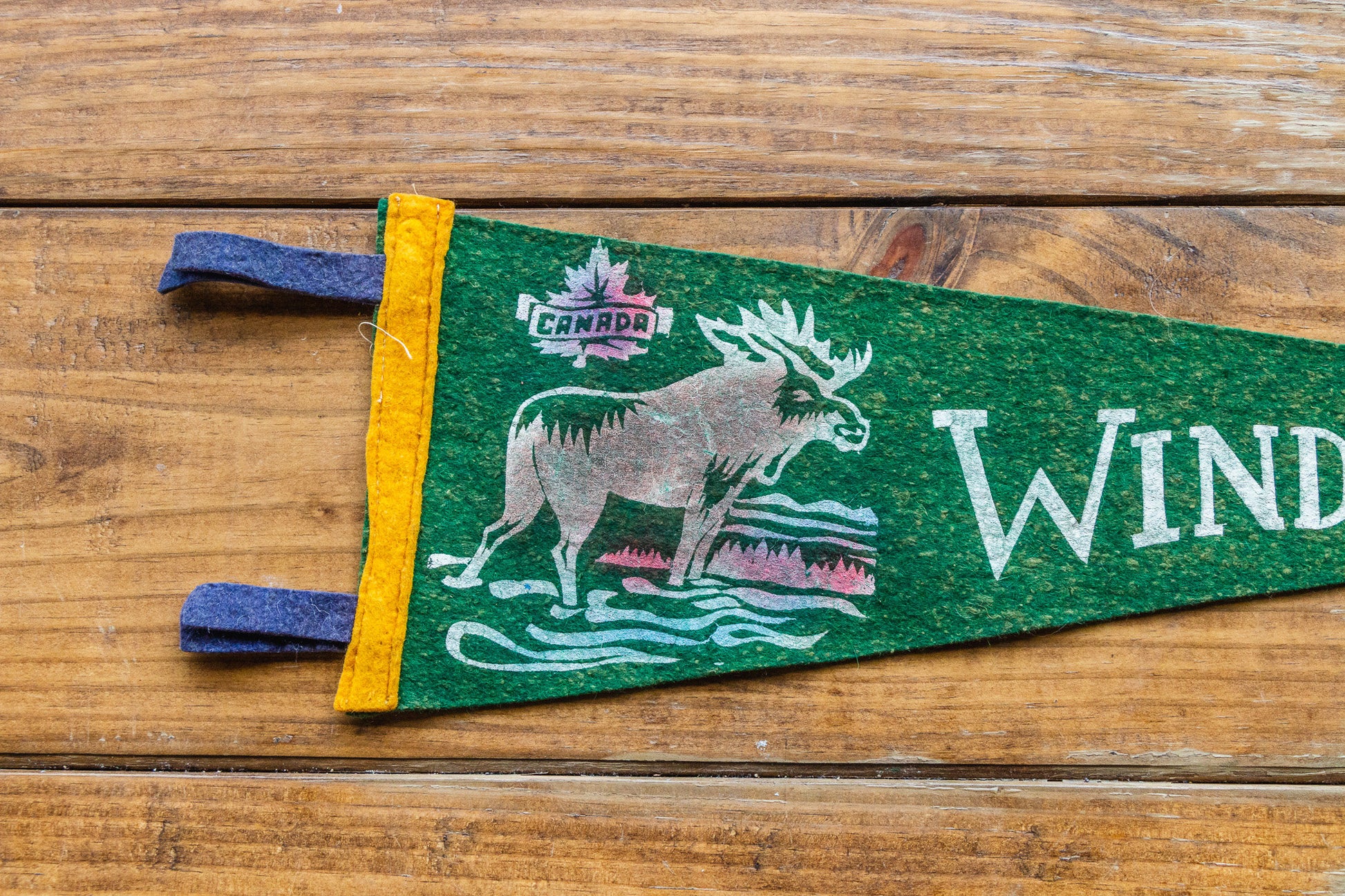 Windsor Ontario Canada Green Felt Pennant Vintage Moose Wall Decor - Eagle's Eye Finds