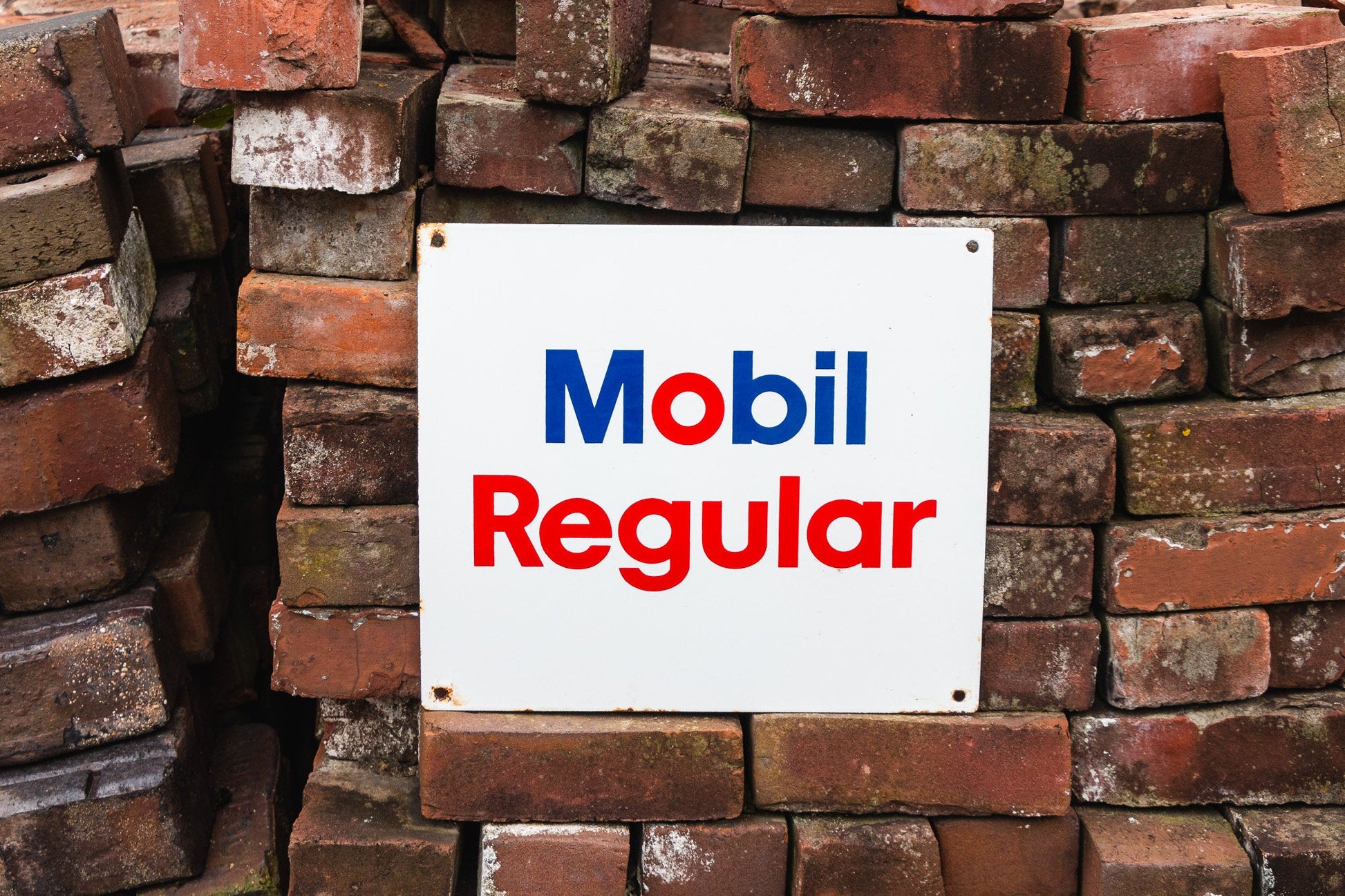 Mobil Regular Gas Pump Sign Vintage Porcelain Sign - Eagle's Eye Finds