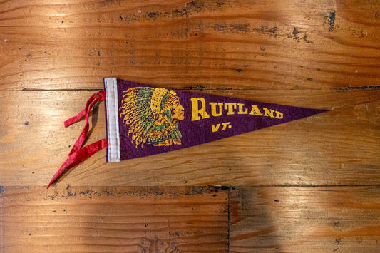 Rutland Vermont American Indian Felt Pennant Vintage Wall Decor - Eagle's Eye Finds