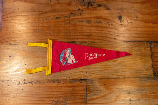 Pocatello Idaho Red Felt Pennant Vintage Wall Decor - Eagle's Eye Finds