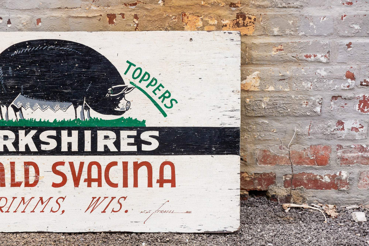 Berkshire Pig Sign Vintage Painted Wood Farm Sign - Eagle's Eye Finds