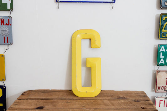 Yellow Metal G Vintage Wall Hanging Decor Initials Name Letter - Eagle's Eye Finds