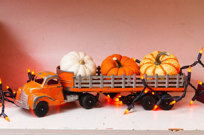 Hubley Stake Truck 500 Series Vintage Orange Toy Flatbed Stake Trailer Truck - Eagle's Eye Finds