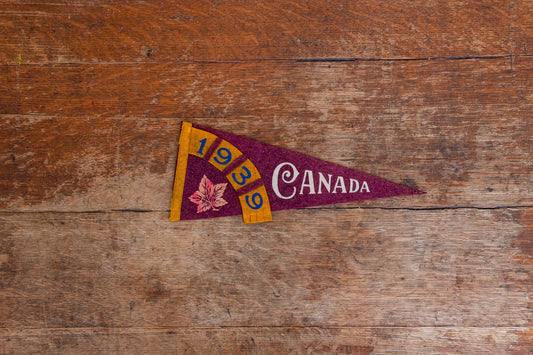 1939 Canada Red Felt Pennant Vintage Wall Decor - Eagle's Eye Finds