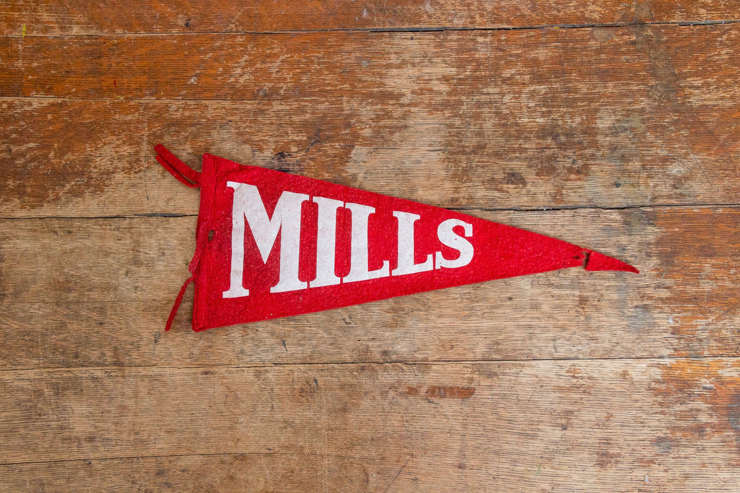 Mills School College University Red Felt Pennant Vintage Wall Decor - Eagle's Eye Finds