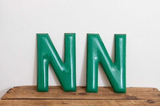 Green Letter N Porcelain Vintage Wall Hanging Decor Metal Initials Name Letter - Eagle's Eye Finds