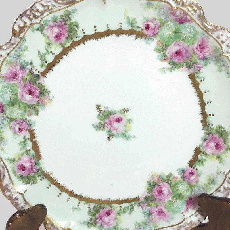 Rose and Gold Plate Vintage Blakeman & Henderson Limoges France - Eagle's Eye Finds