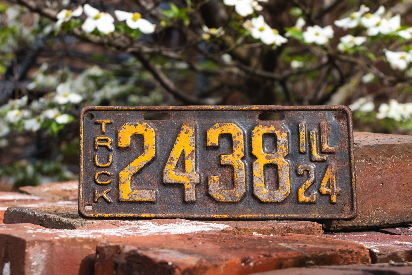 Illinois 1924 Truck License Plate Brown Vintage Wall Hanging Decor - Eagle's Eye Finds