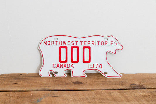 Northwest Territories 1974 Sample License Plate Polar Bear NWT Canada Vintage Wall Hanging Decor - Eagle's Eye Finds