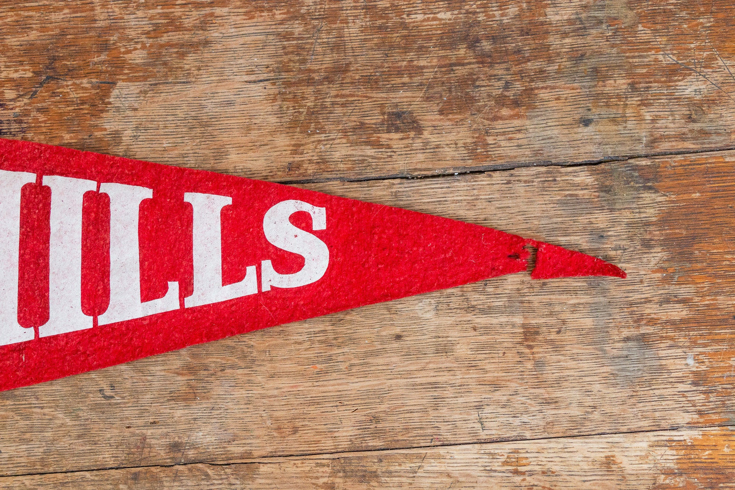 Mills School College University Red Felt Pennant Vintage Wall Decor - Eagle's Eye Finds