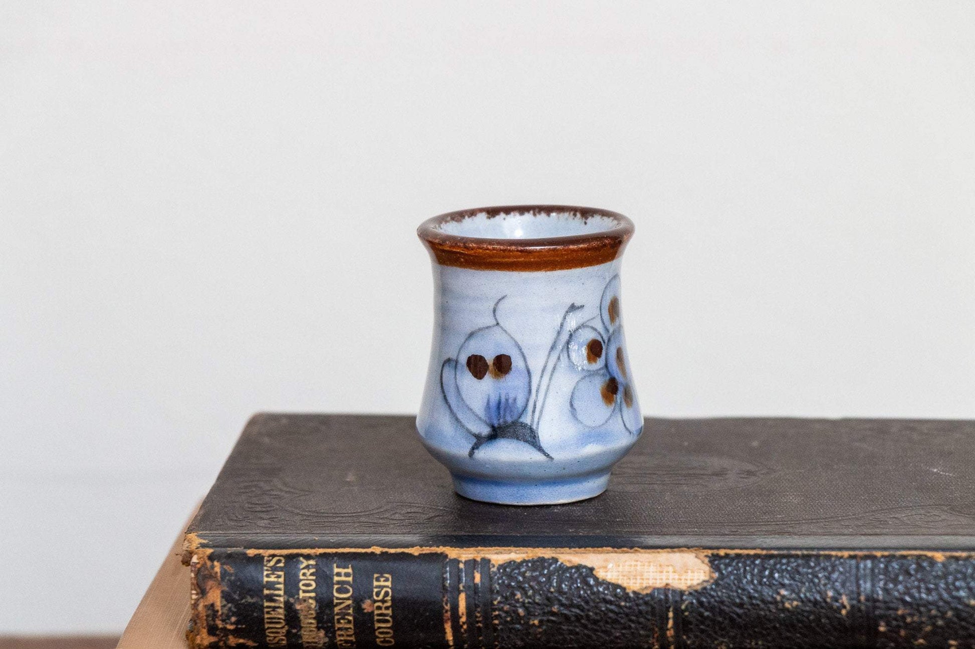 Stoneware Floral Toothpick Holder Vintage Porcelain Tiny Jug - Eagle's Eye Finds