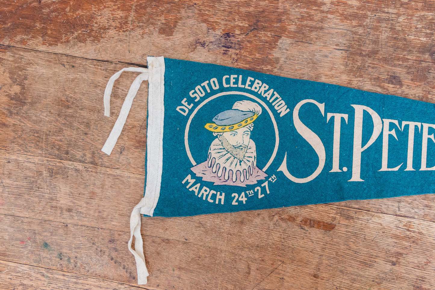 St. Petersburg Florida Felt Pennant Vintage De Soto Celebration Wall Decor - Eagle's Eye Finds