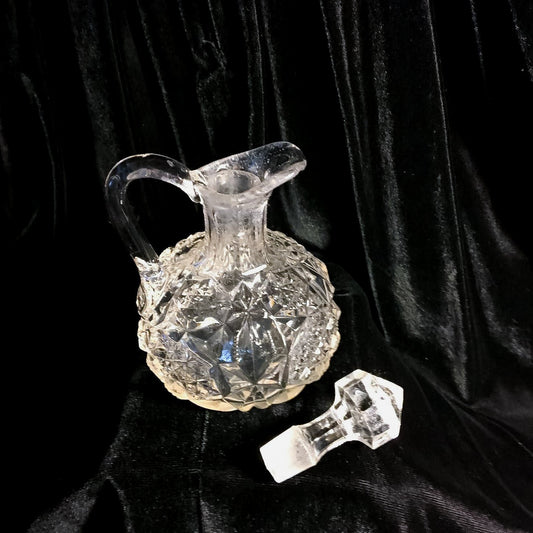 Ornate Crystal Cut Cruet Vintage Glass Oil Salad Serving - Eagle's Eye Finds