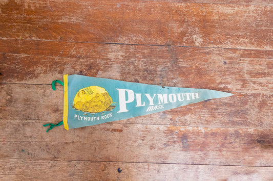 Plymouth Massachusetts Blue Felt Pennant Vintage Wall Decor - Eagle's Eye Finds