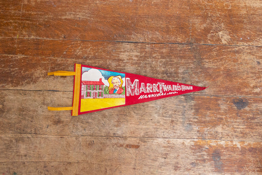 Mark Twain's Home Missouri Red Felt Pennant Vintage Wall Decor - Eagle's Eye Finds