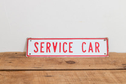 Service Car Sign Vintage Embossed Red and White Wall Hanging Decor - Eagle's Eye Finds